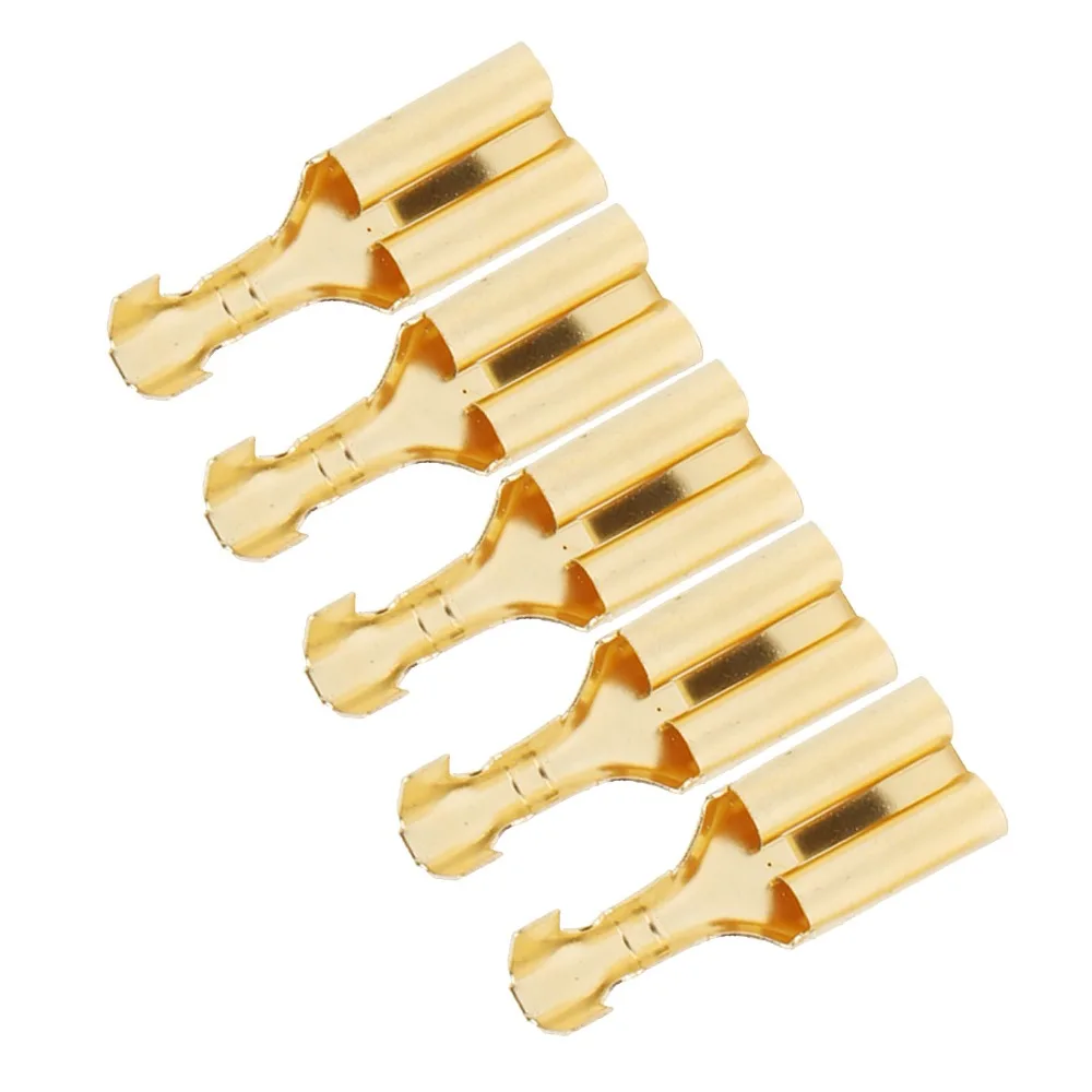100PCS Quick Connect 7.8mm Size Female Spade Connector Brass Material Golden Spade Connector Wire Terminal Automotive Use