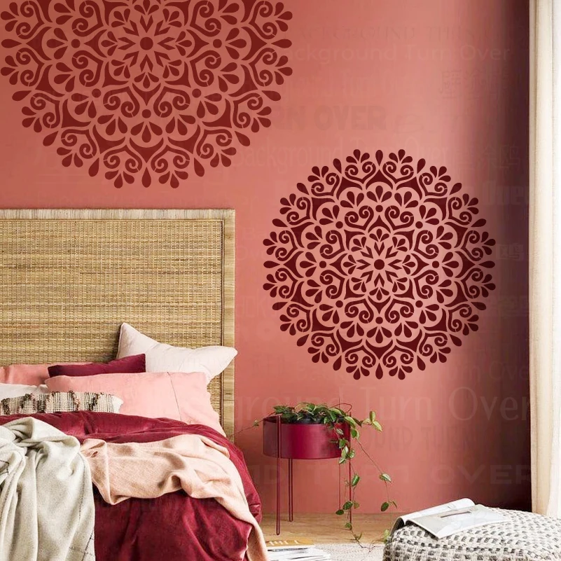 40cm - 80cm Stencil Wall per la pittura modello in gesso produttori di mobili decorativi rococò decori fiore rotondo Mandala S318