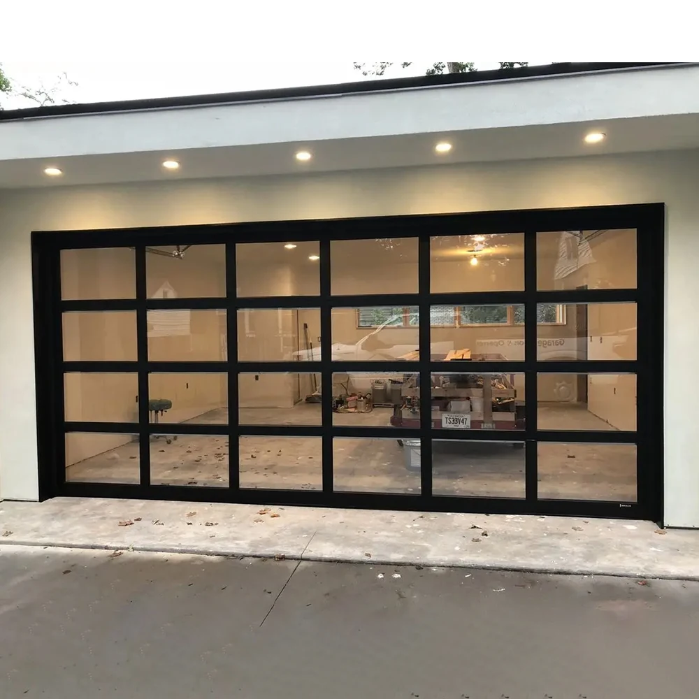 Sixinalu Garage Door Entry Security Building Entrance Bi-Folding Glass Aluminum Profile Doors Double Glazed Custom Household