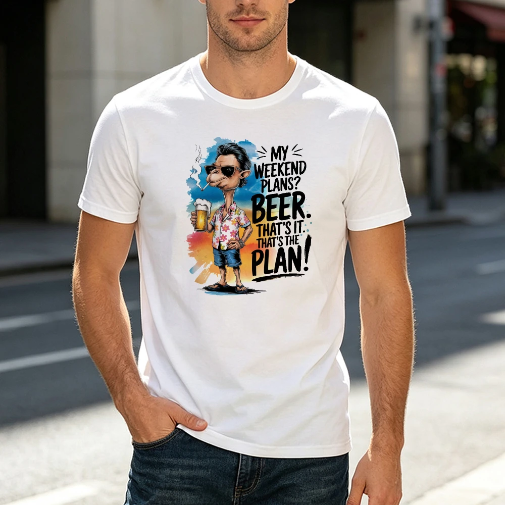 Weekend Plans Beer Man Men T Shirt Funny Drinking Character Graphic Tee Streetwear Pub Party Vacation Gift For Best Friend