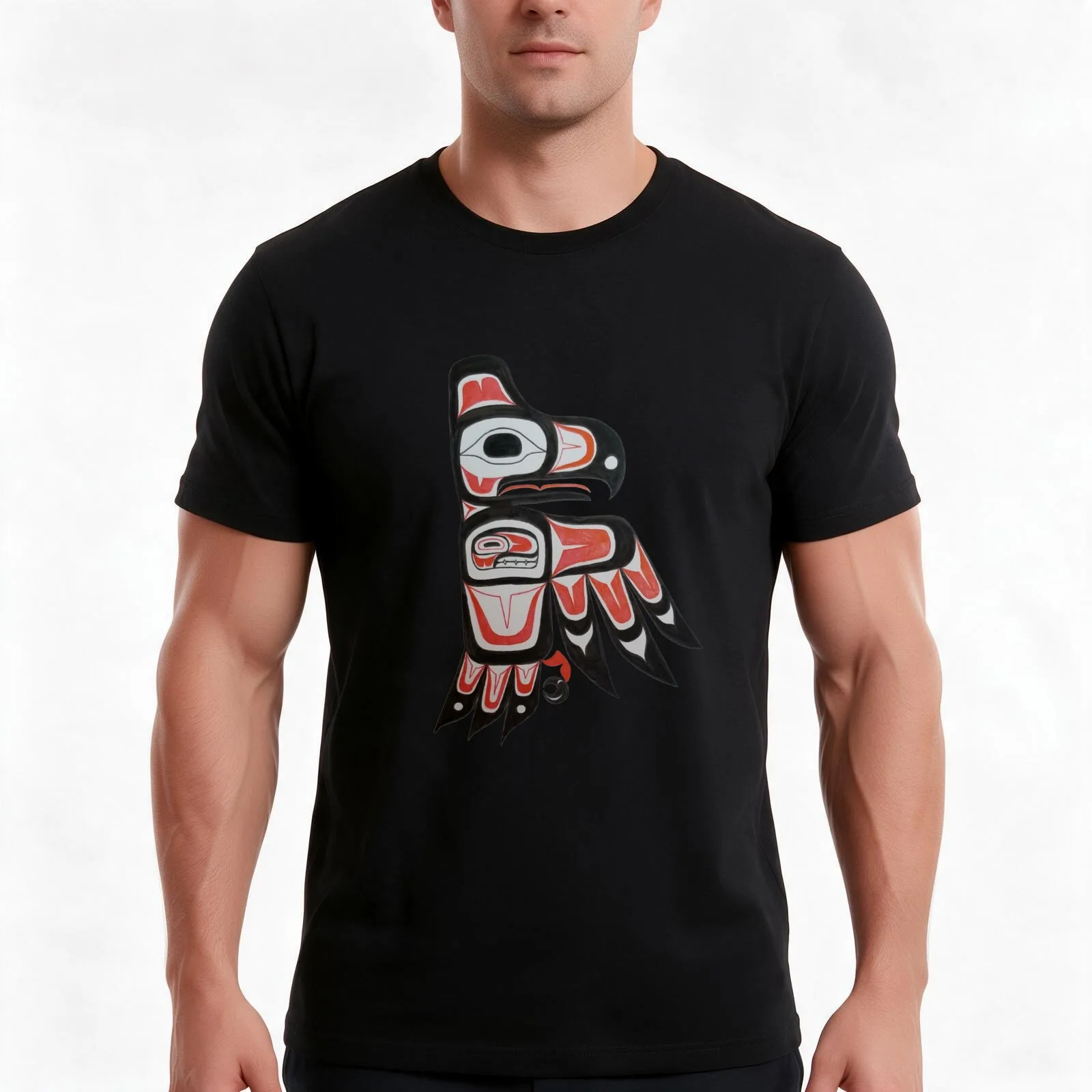 Eagle Formline T-Shirt, Summer Casual Cotton Tee, Oversized Streetwear Tops, Vintage Graphic Print, Loose Fit Short Sleeve