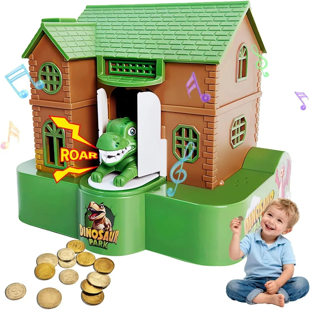 Dinosaurs Piggy Bank for Kids Automatic Stealing Coin Bank for Toddler Money Saving Funny Christmas Gift for Boys Girls