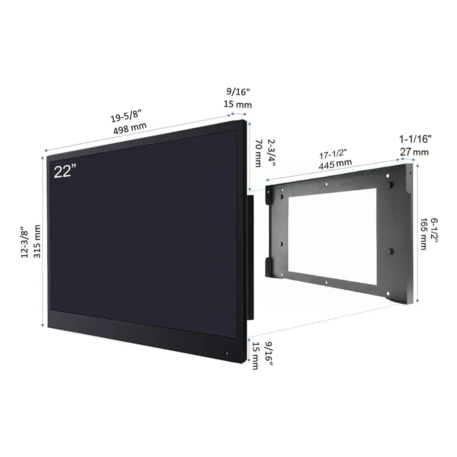 22 Inch Bathroom TV Smart Mirror TV IP66 Waterproof Integrated with Wi-Fi and Bluetooth (2021 Model)