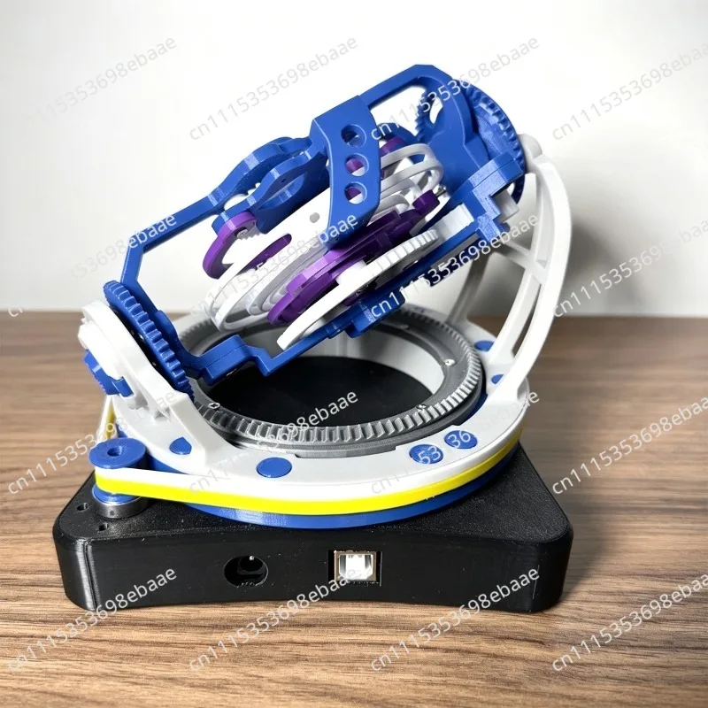 Motorized 3-Axis Tourbillon with Built-In Lithium Battery Long-Lasting Educational Experiment Craft Creative Toy Model