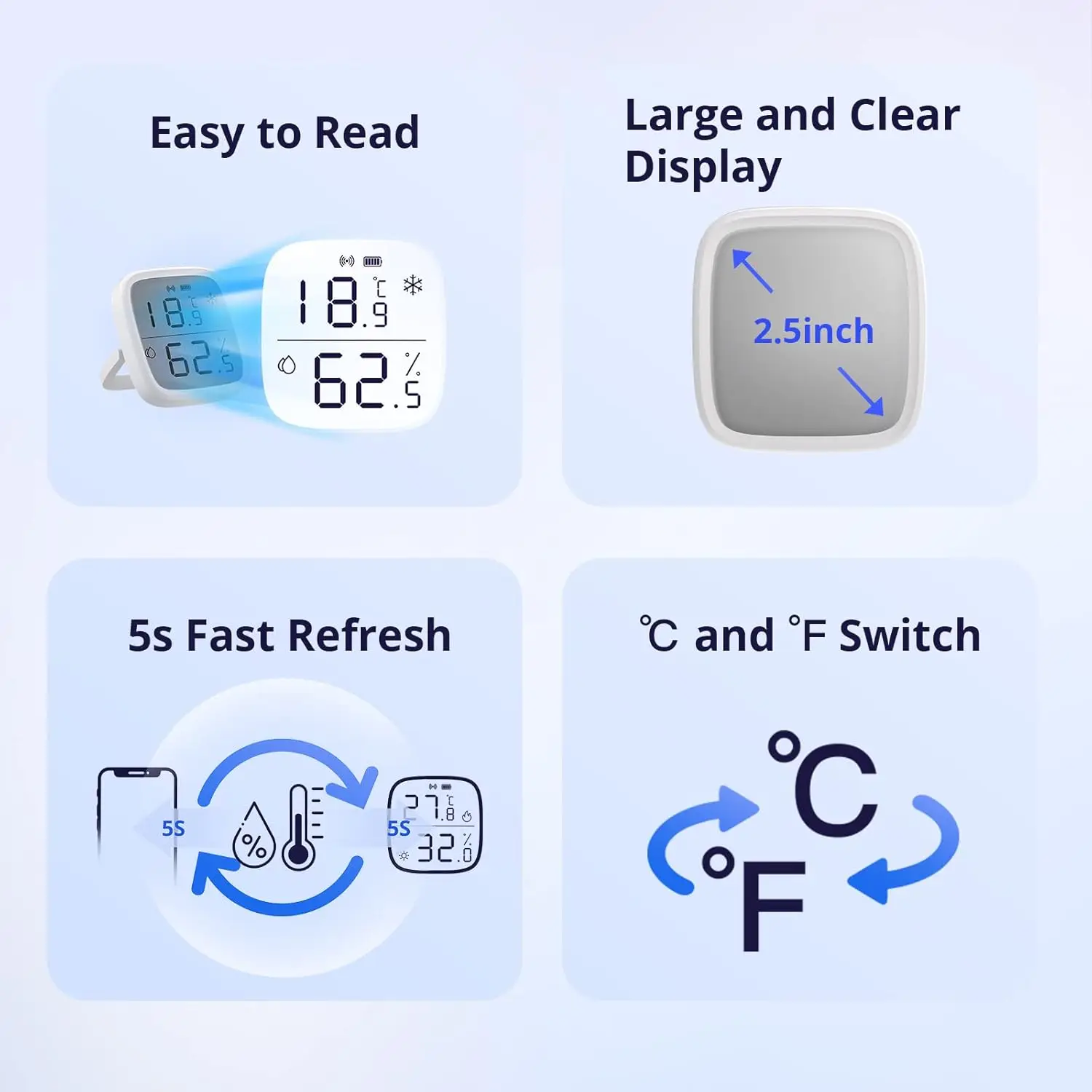 Zigbee – capteur de température et d'humidité intérieure, thermomètre et hygromètre LCD Zigbee SNZB-02D, fonctionne avec Alexa et Google Home