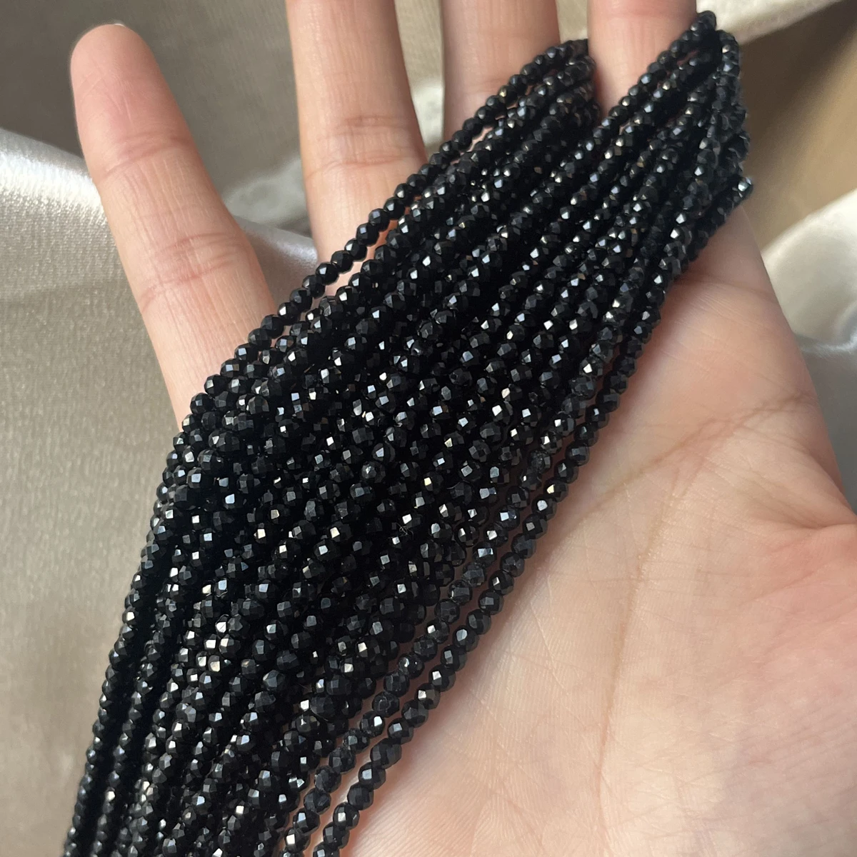 5pcs 2/3mm Black round Faceted Crystal Glass Beads Semi-Finished Jewelry Making Beads for DIY Necklace Bracelet Accessories