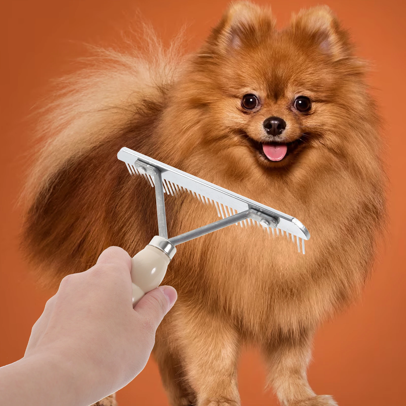 

Stainless Steel Hair Brush Non-Slip Dematting Grooming Tool For Dogs Removes Tangles Dirt Dander Hair Removal Dog Rake Comb