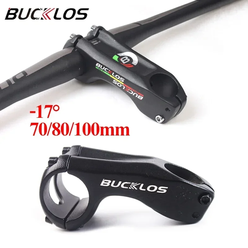 

BUCKLOS Ultralight 17 Degrees Bike Stems 70mm 80mm 100mm Road Power Durable Bike Stem Handlebar Table Bike Accessories