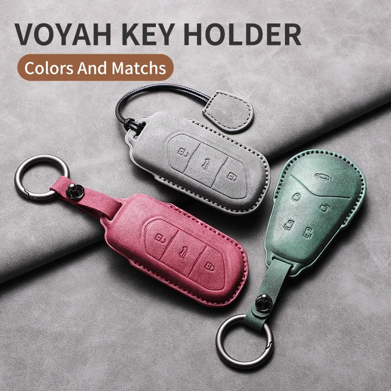 Car Remote Key Case Cover For VOYAH Free Dream PHEV i-Land 2024 Sheep Suede Key Case Shell Fob Protective Keychains Accessories