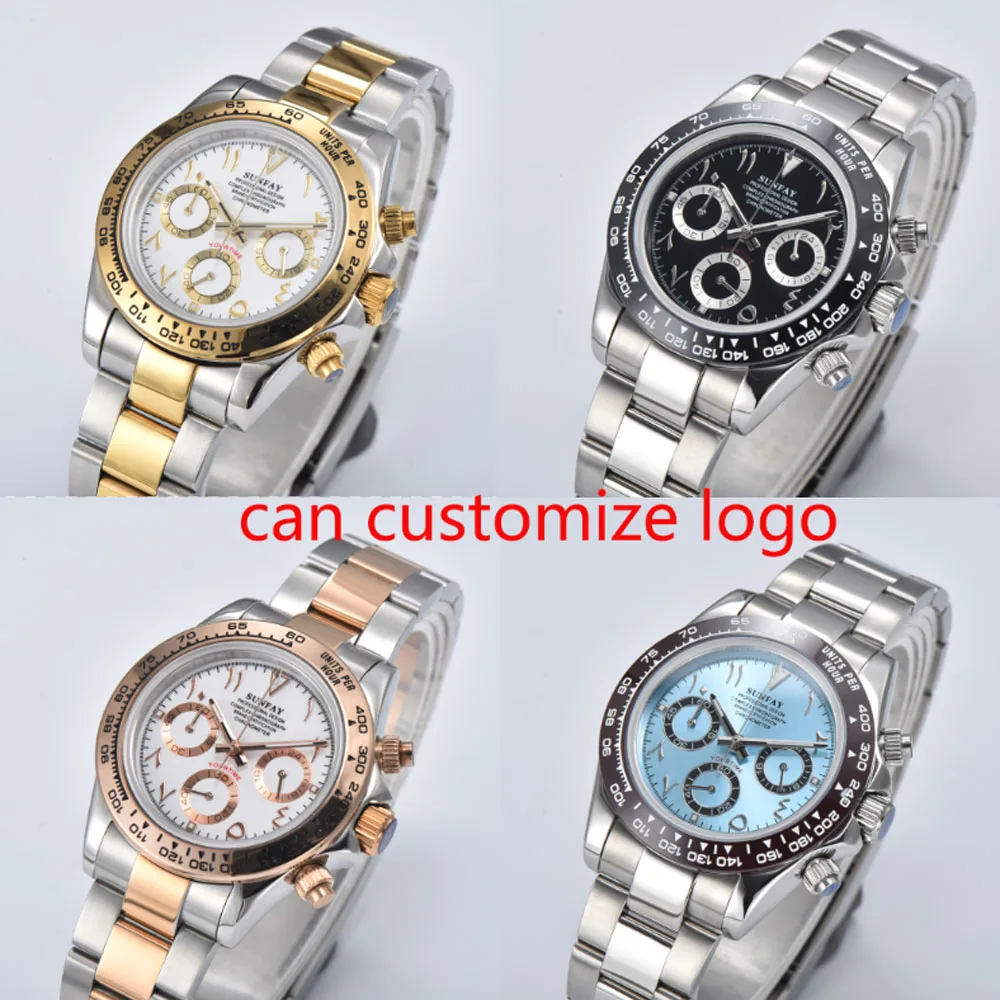 39mm luxury VK63 quartz wristwatches for men Arabic VK63 dayto nato chronograph watch M228206-0025 VK63 reloj can customize logo