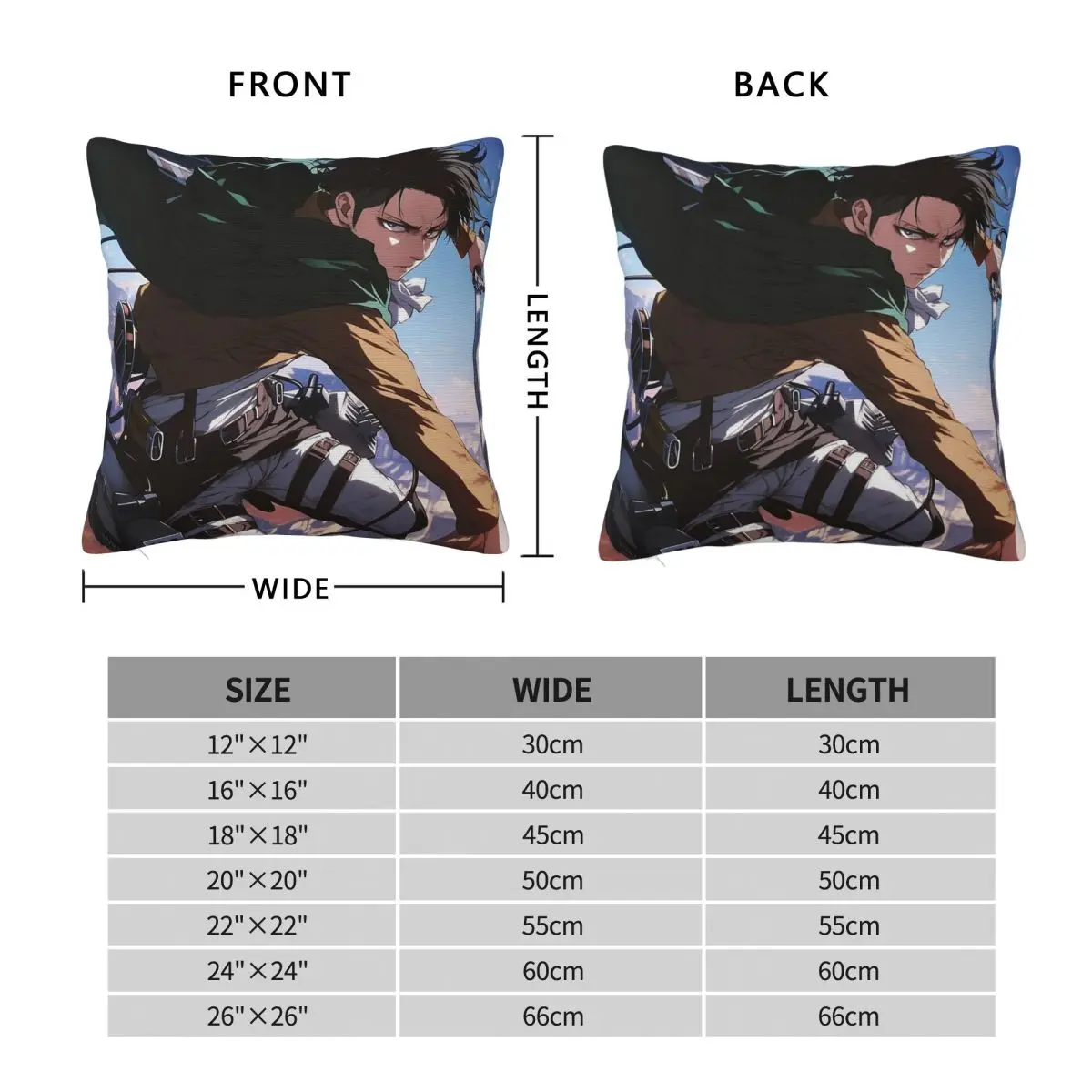 Humanity's Strongest Soldier Pillowcase Polyester Linen Velvet Pattern Zip Decor Pillow Case Sofa Seater Cushion Cover