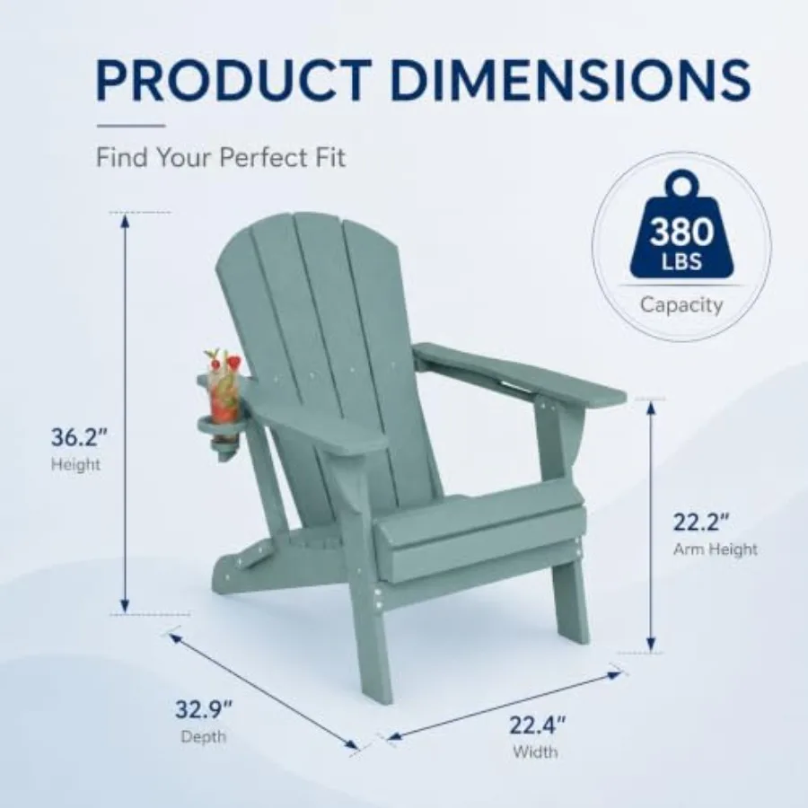 Folding Adirondack Chair for backyard, porch, deck, fire pit use; HDPE plastic; gray; heavy-duty, all-weather resistant with cu