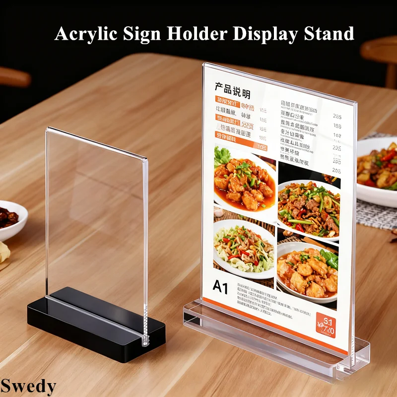 A4 210x297mm Acrylic Sign Holder Poster Frame Restaurant Table Menu Paper Holder Product Price Label Card Holder Display Stand