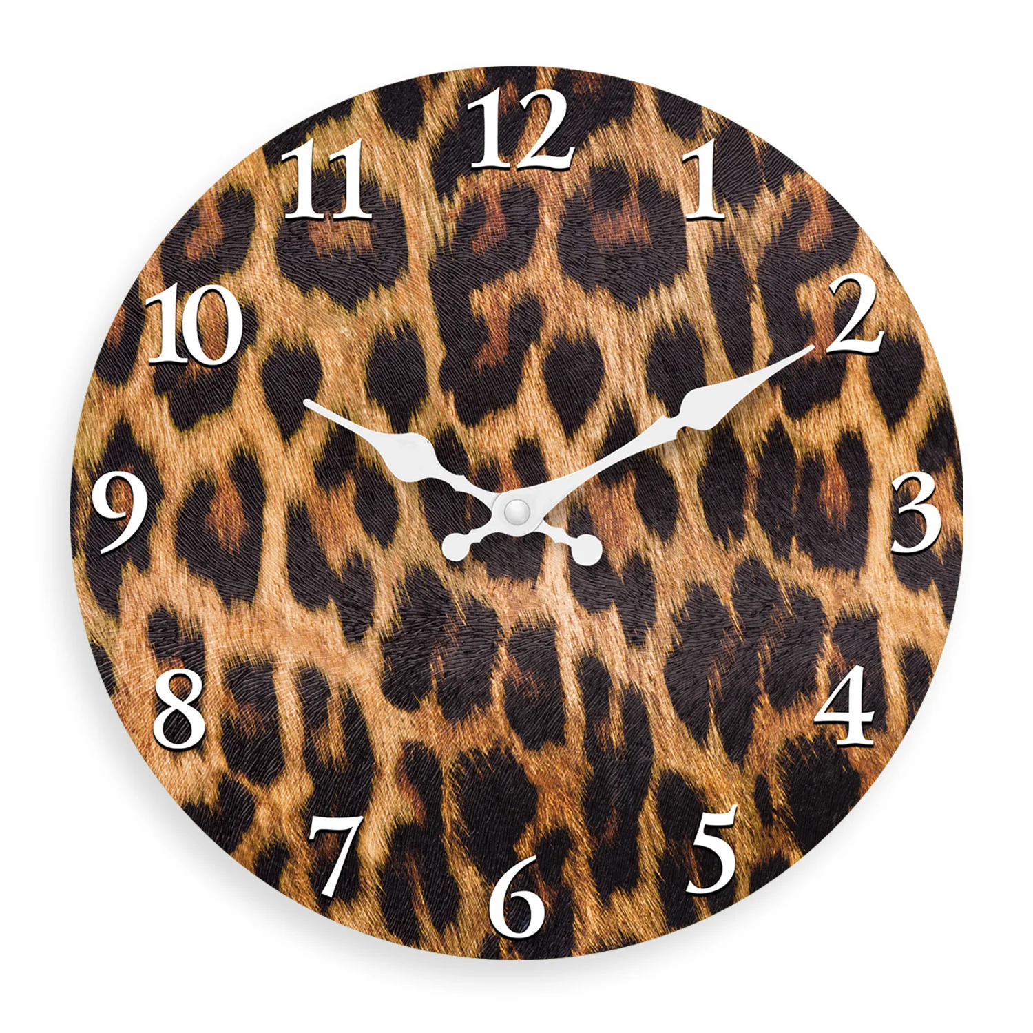 Personalisierte Wildleopardenmuster-Holzwanduhr für Wohnzimmer, Schlafzimmer, Küche, Heimdekoration, Stille Quarzuhr, Weihnachtsgeschenk, 25,4 cm, 30,5 cm, 40,6 cm (ohne Batterien)