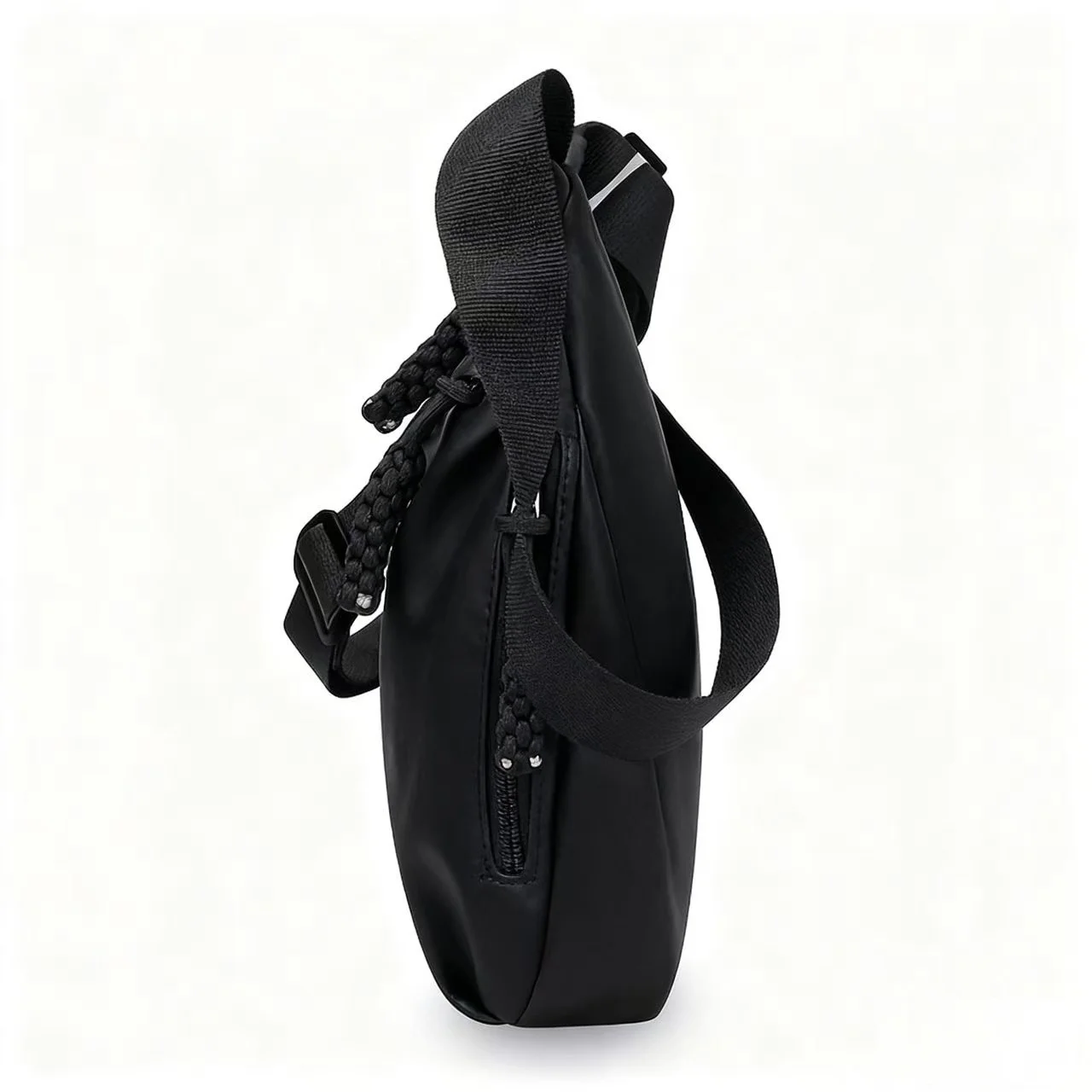 Schwarze Umhängetasche mit weißem Pfotenmuster, große, mehrschichtige Schultertasche mit Kordel-Dekor, Damenhandtasche mit Reißverschluss für den täglichen Gebrauch. – Detail 2