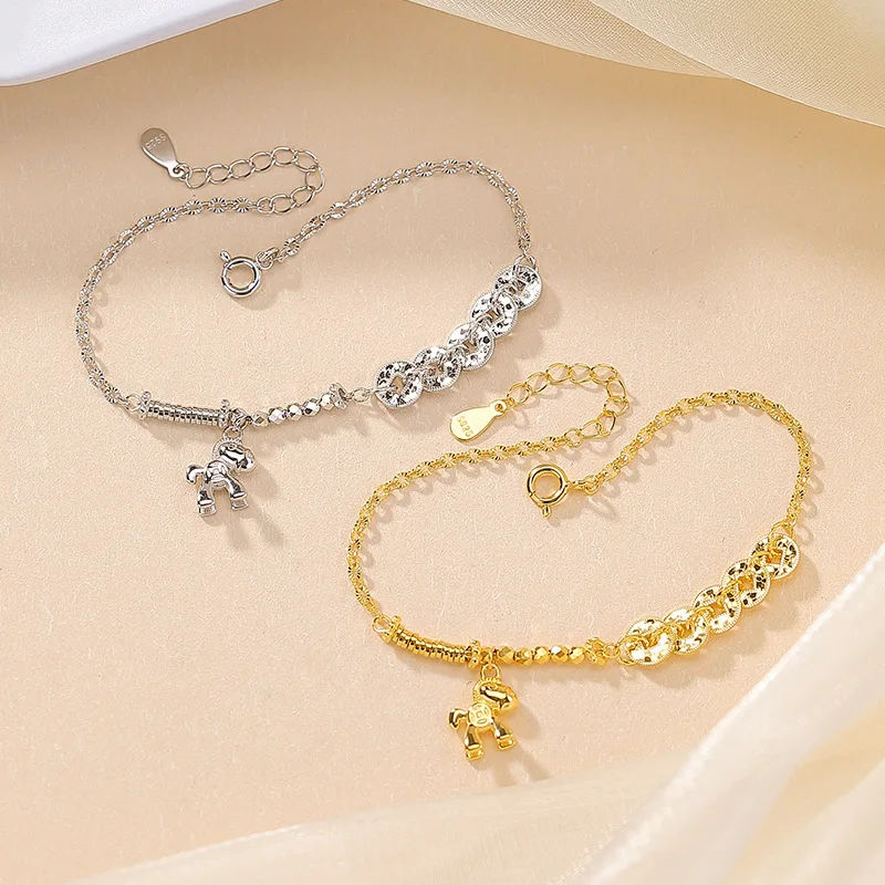 

Браслет из стерлингового серебра 925 пробы с пятью императорными монетами и пони, женский модный оригинальный дизайн, высококачественный новогодний подарок 18 карат