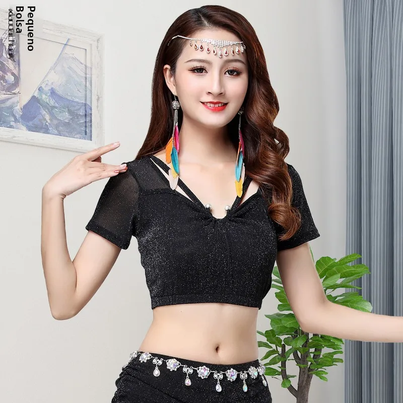 top-de-manga-curta-para-iniciantes-roupa-de-danca-oriental-traje-de-pratica-de-danca-do-ventre-vestuario-sexy-em-malha-ta