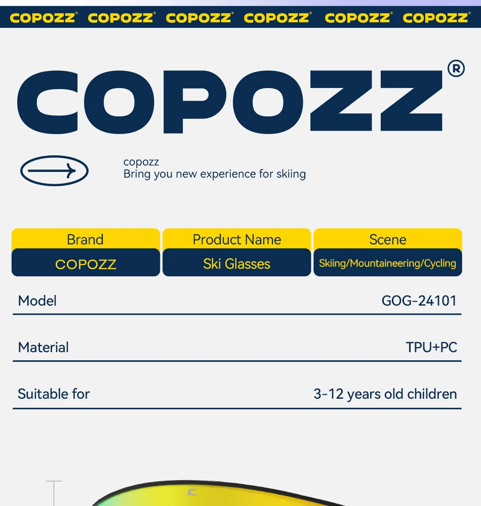 COPOZZ Magnetische Kinder-Skibrille für Kinder, UV400, Antibeschlag-Maskenbrille, Mädchen und Jungen, Snowboardbrille mit personalisierten Trägern – Detail 6