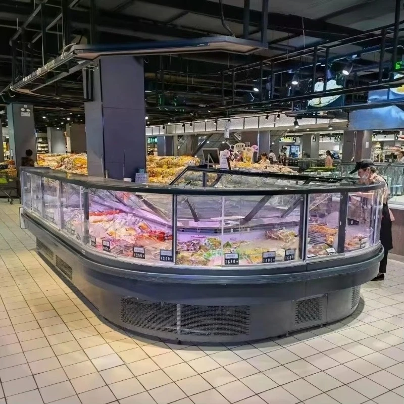 Commercial Deli Meat Display Fridge Butchery Meat Shop Cooler Push and Pull Glass Doors Left and Right Refrigerator