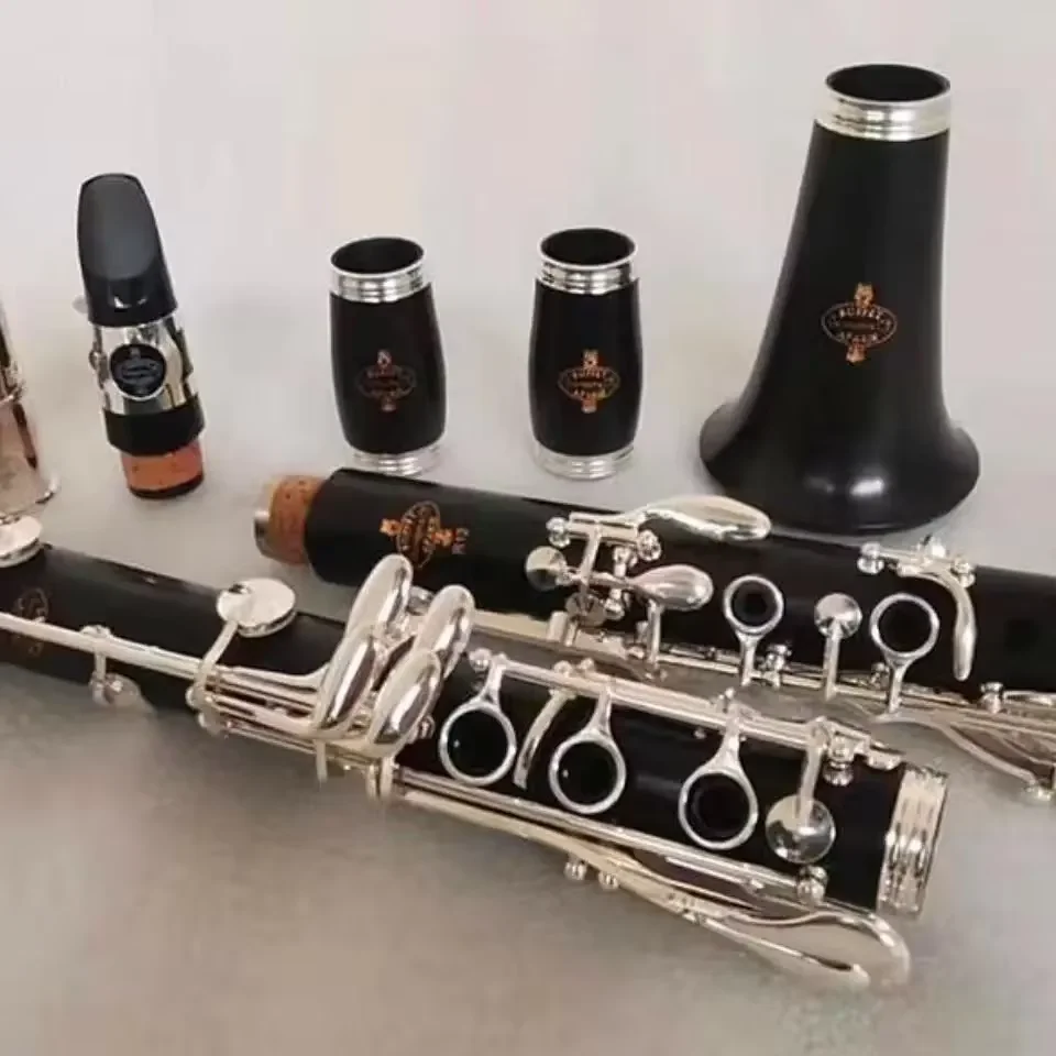 Clarinete Bb profesional R13 PRESTIGE, clarinetes de ébano, madera de ébano, llave chapada en plata, estuche para instrumentos musicales, cañas para boquilla