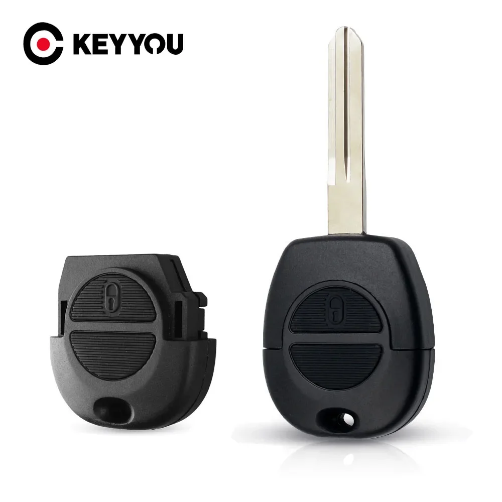 KEYYOU Für NISSAN Pulsar Patrol Primera Xtrail Terrano Almera Micra NSN14 Schlüsselgehäuse Fernbedienungsschlüsselhülle 2 Tasten
