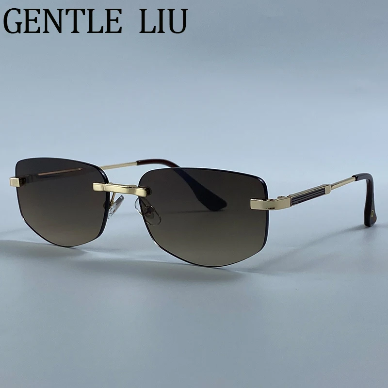Steampunk Randlose Polygon-Sonnenbrille für Damen 2026 Luxusmarke Klassische Geometrische Sonnenbrille Metall-Fahrbrille Modische Eyewear Shades