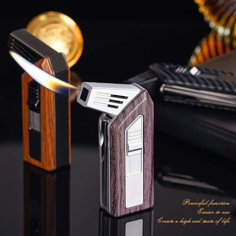 New Multifunctional Cigar Lighter Curved Pipe Inflatable Open Flame Portable Retro Classic Lighter Men\'s Small Tool