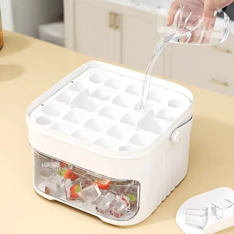 Space-Saving 2-Layer Ice Cube Mold with Lid, Large Capacity Tray for Small Freezers, Easy Make and Store