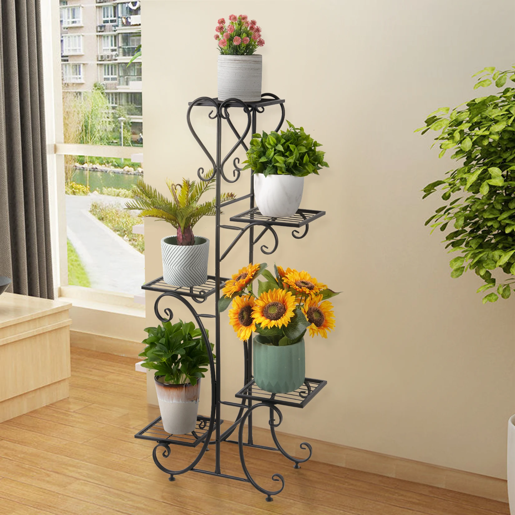 Metal Plant Stand Rack 5 Tiered  Garden Flower Pots Display Holder