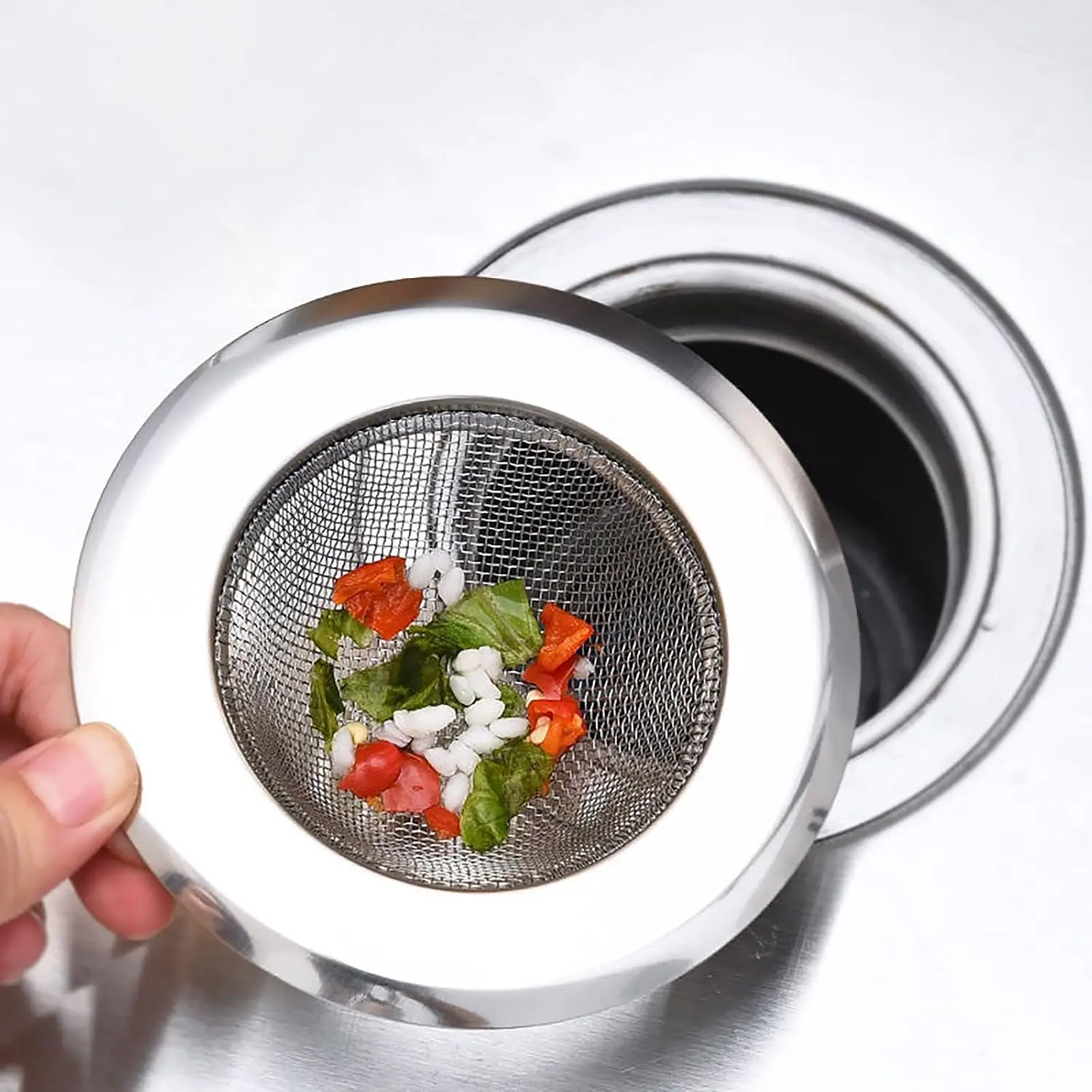 Stainless Steel Kitchen Sink Strainer Mesh Filter Anti-Clog Food Waste Drain Catcher Sewer Filter Kitchen Accessory