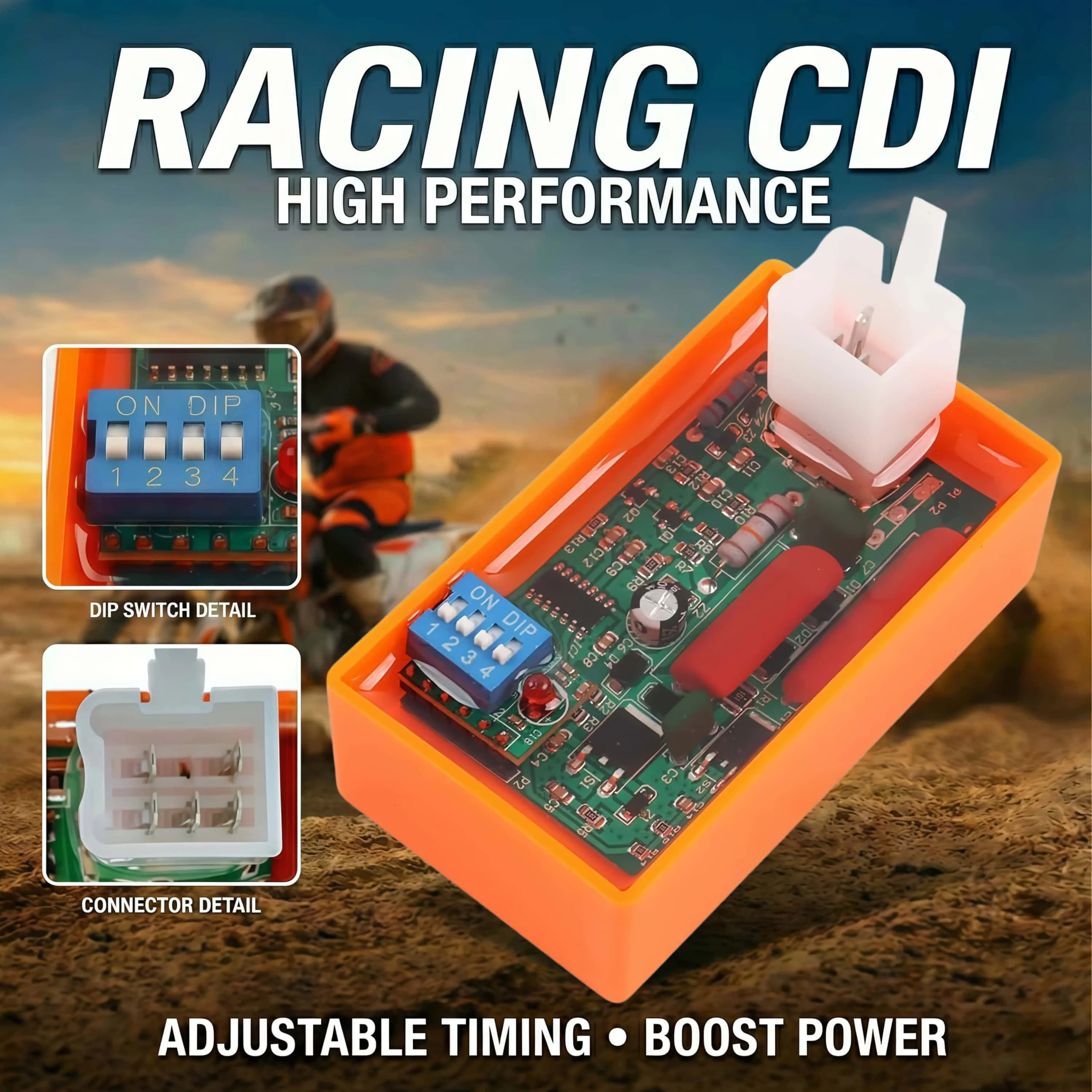 Programmable 5 Pin AC CDI Box Motorcycle Ignition for 50cc 70cc 90cc 110cc 125cc 4-Stroke ATV Scooter Dirt Bike Go-Kart
