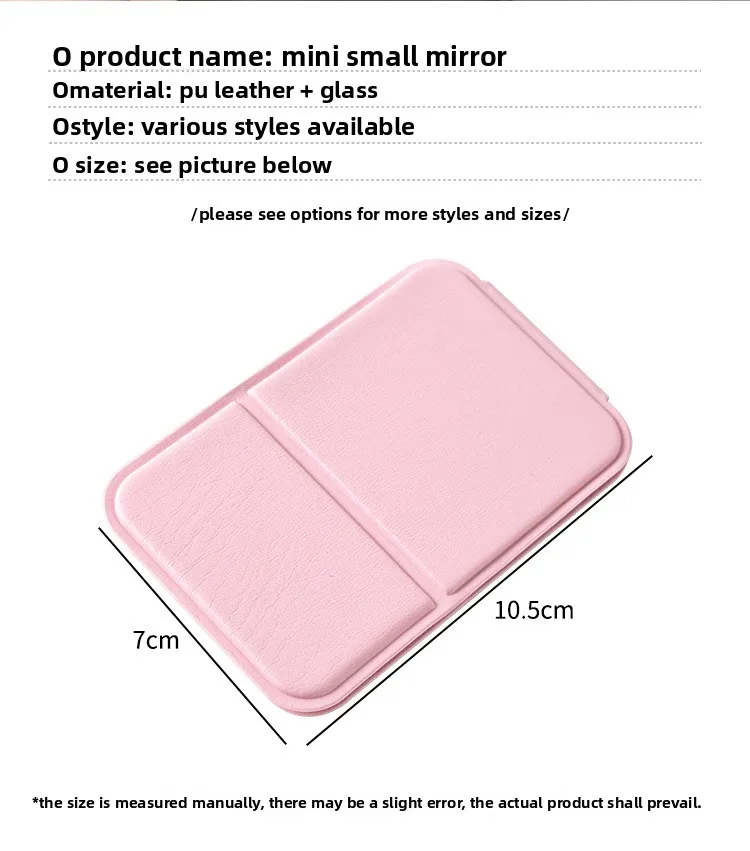 Desktop-Make-up-Spiegel aus PU-Leder, einfacher tragbarer Hand-Make-up-Spiegel, faltbarer kleiner süßer Taschenspiegel für Studenten
