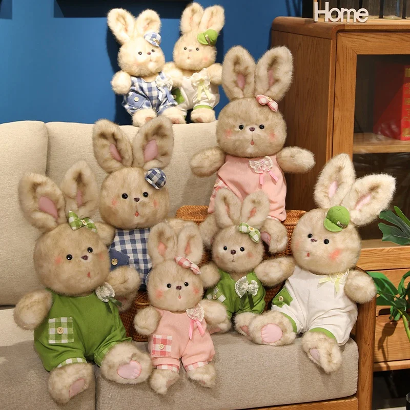 35/50cm Cute Overall Rabbit Plush Toy Soft Filling Home Decoration Wedding Doll Sleeping Pillow Holiday Best Gift