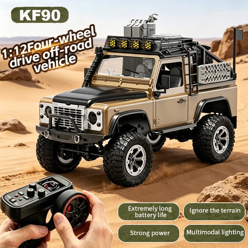 Voiture de course RC KF90 1:12 4WD tout-terrain avec éclairage LED, télécommande 2.4G, jouet pour enfant et adulte