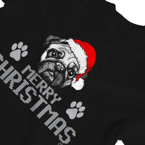 Polarshe-Camiseta de Feliz Navidad para mujer, camiseta de perro Pug, 1