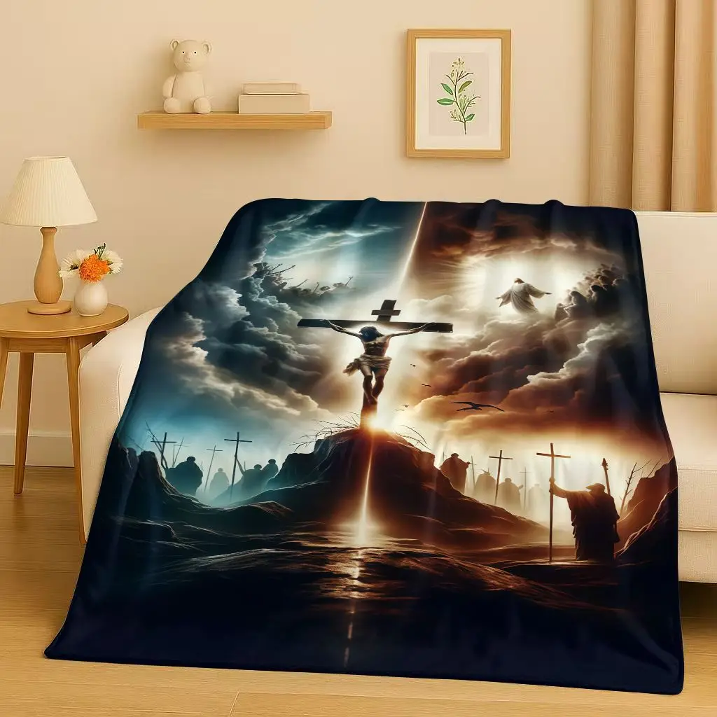 Retro Jesus Virgin Mary Art Flannel Blanket,Ultra Soft Warm Plush Throw for Home Bedroom Bed Sofa Cover Office Travel Gift Kid