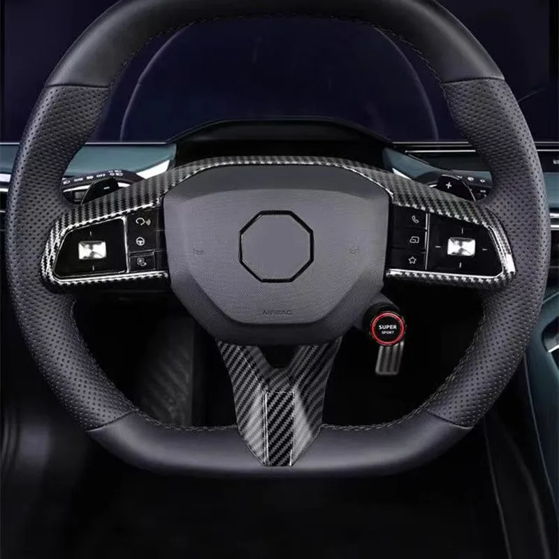 

For MG ONE 2022 2023 2024 Car ABS Carbon Steering Wheel Decorative Cover Steering Wheel Button Adjuster Sticker Trim Styling