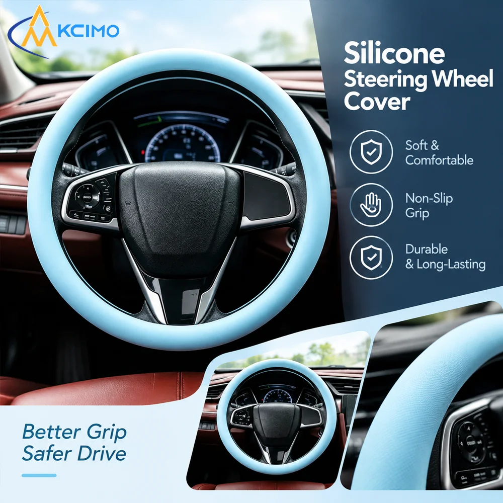 1Pc Anti-Skid Silicone Steering Wheel Guard, Comfort Touch Driving Steering Protector, Wear Resistant Auto Interior Sleeve