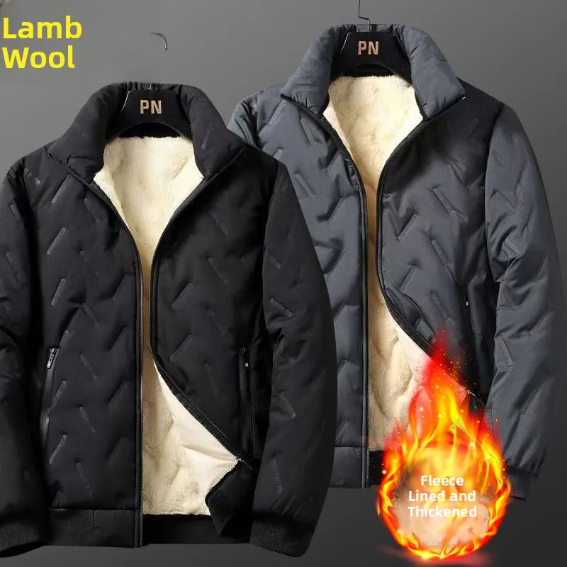 معطف شتوي رجالي من القطن الدافئ Jaet Lamb مخملي فضفاض مناسب ومقاوم للاهتراء ومتين معطف شتوي Faion Urban Sle ort Length