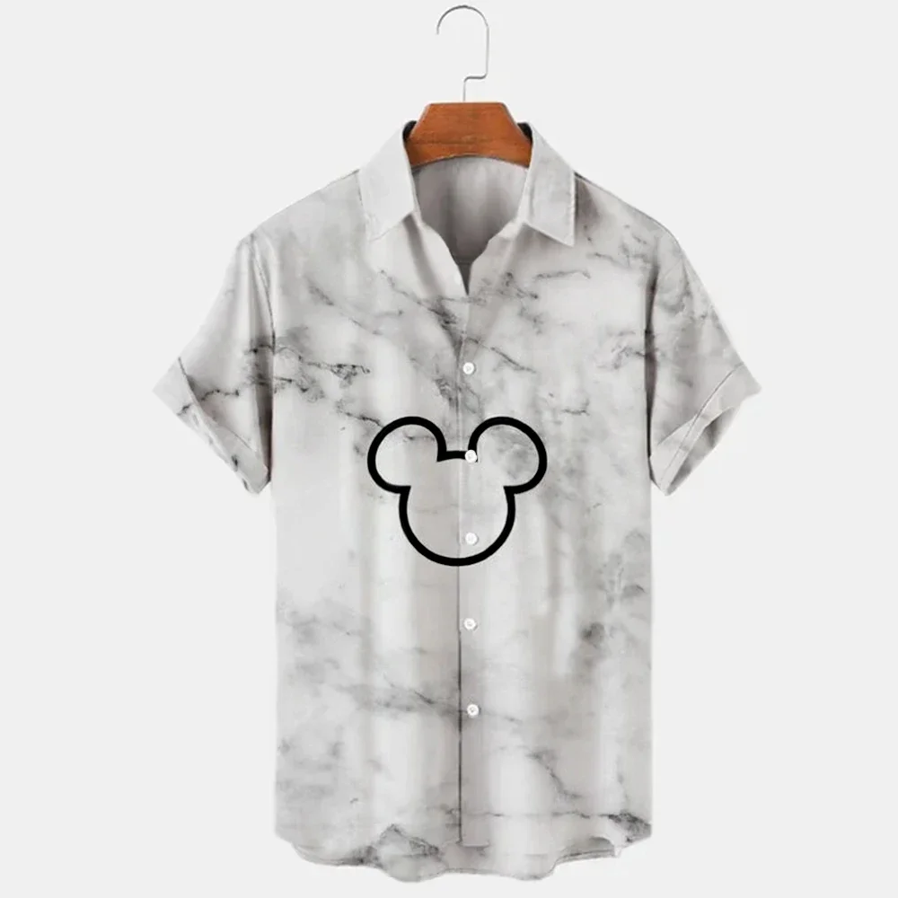 Camiseta de manga corta con solapa para hombre, camisa informal de moda con dibujos animados de Mickey Mouse, Goofy Needle, estilo Harajuku, novedad