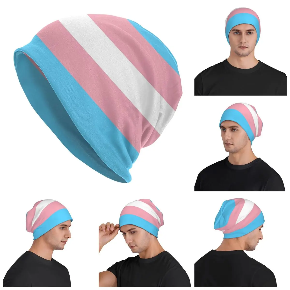 Transgender Flag Lgbt Pride Skullies Beanies Hats Warm Autumn Winter Outdoor Cap Knitted Bonnet Caps for Men Women Adult