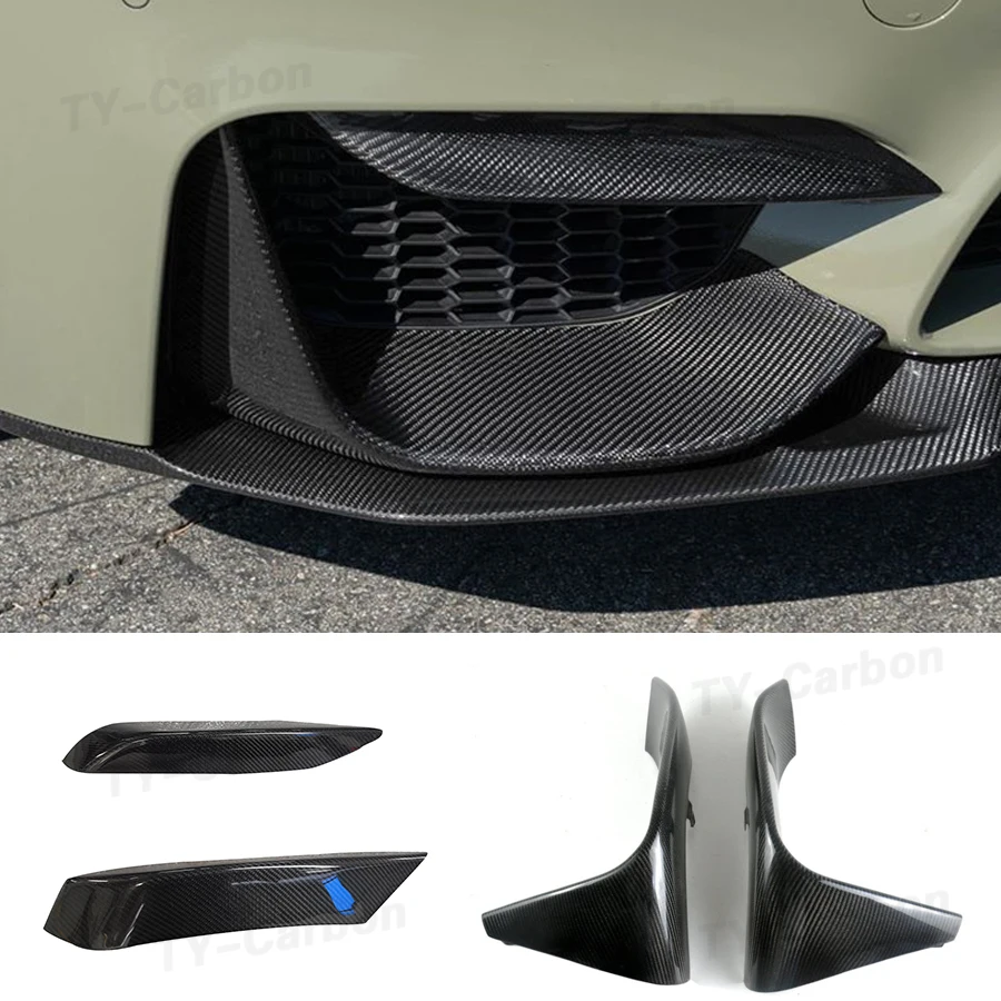 Carbon Fiber Car Front Bumper Splitters For BMW F80 M3 Sedan 4D F82 F83 M4 Coupe 2014-2019 Front Splitter Fog Lamp Trim Cove