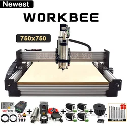 20%OFF BulkMan3D V2.2 Newest 750x750mm WorkBee CNC Router Machine Full Kit with Tingle Tension System Screw Drive 4Axis Engraver