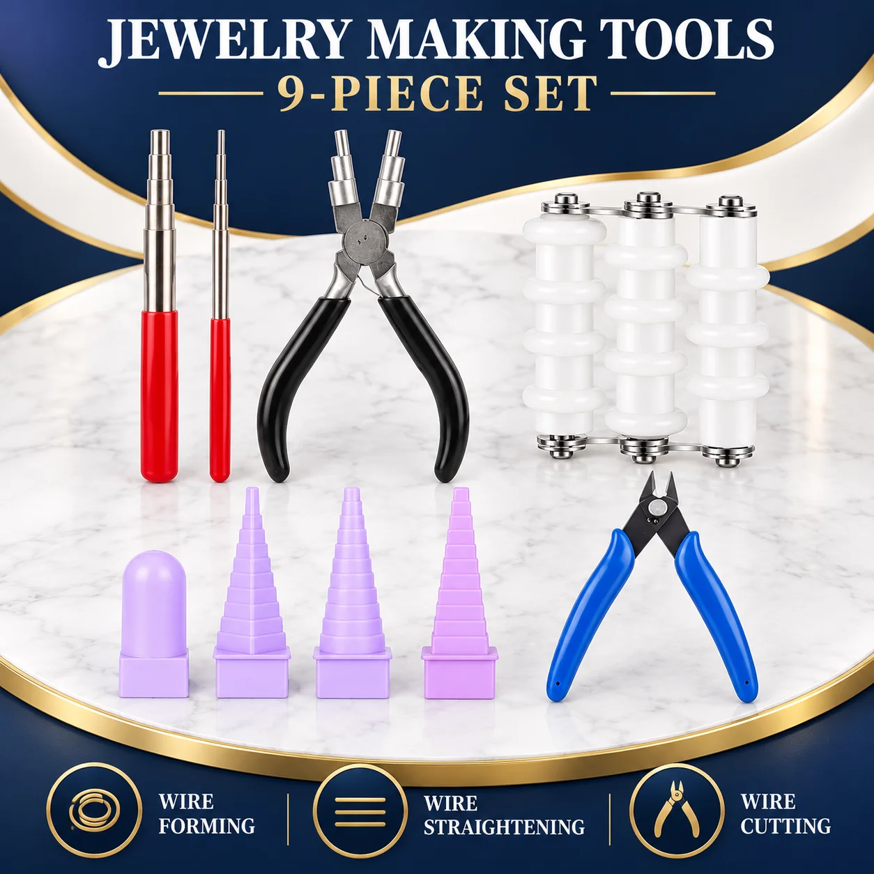 Jewelry Wire Wrapping Tools Kit Straightener Winding Tower Coil Jig Side Cutter Looping Bail Pliers DIY Craft Make jewelry tool