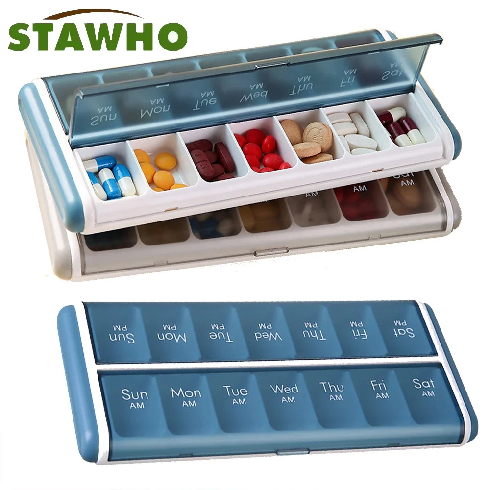 

1Pcs Pill Organizer 2 Times a Day,Weekly Pill Case for AM PM,Day Night Pill Container 7 Day,Vitamin Case Medicine Dispenser