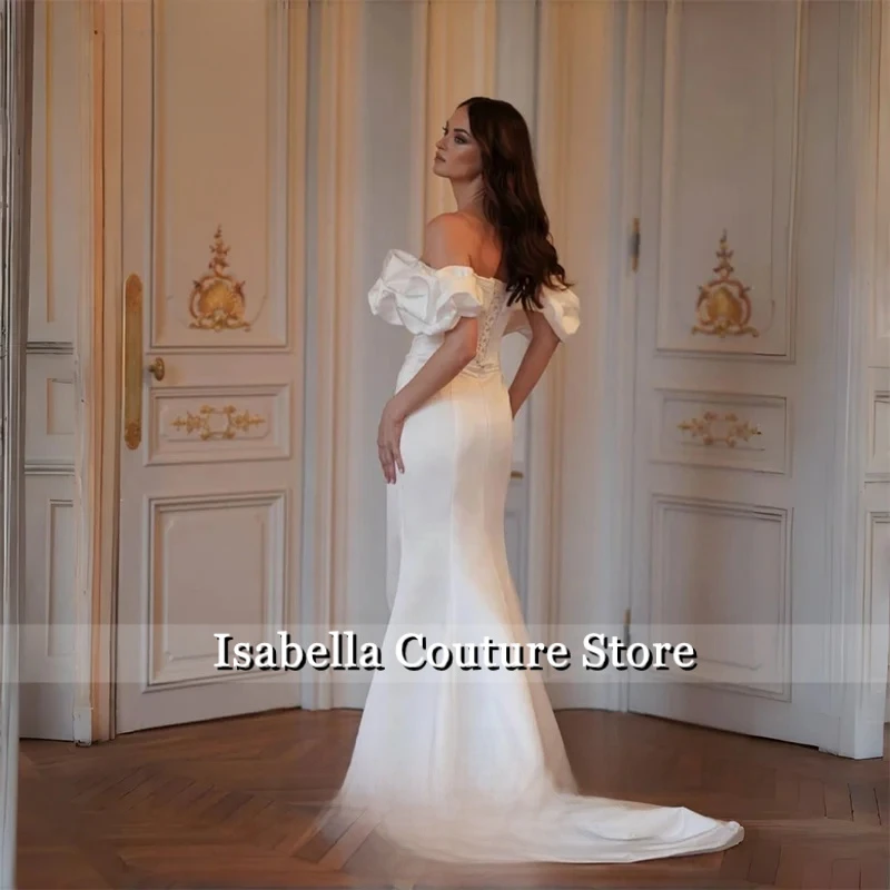 Elegant Satin Off The Shoulder Mermaid Wedding Dress 2026 Sweetheart Slit Pleat Bridal Gown Vestidos De Noiva Customized