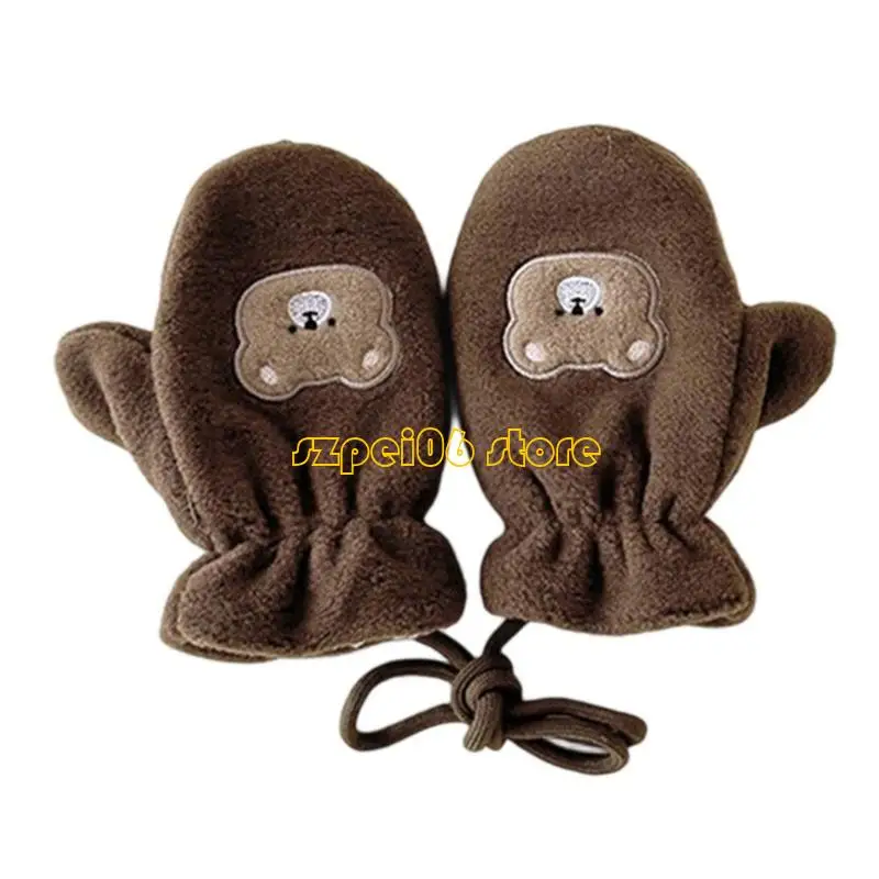 45BF 防風子供用手袋、安全首吊りディテール付き、屋外遊び用軽量暖かいミット 1-5T & 6-12T