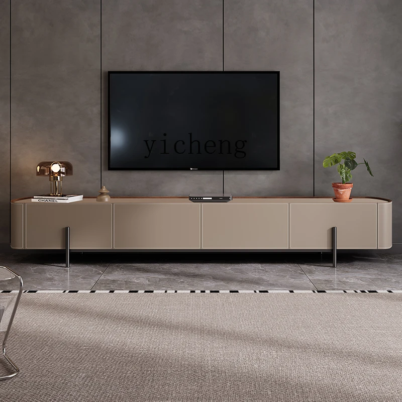 XL1  minimalist saddle leather TV cabinet living room high-end rock slab TV floor cabinet