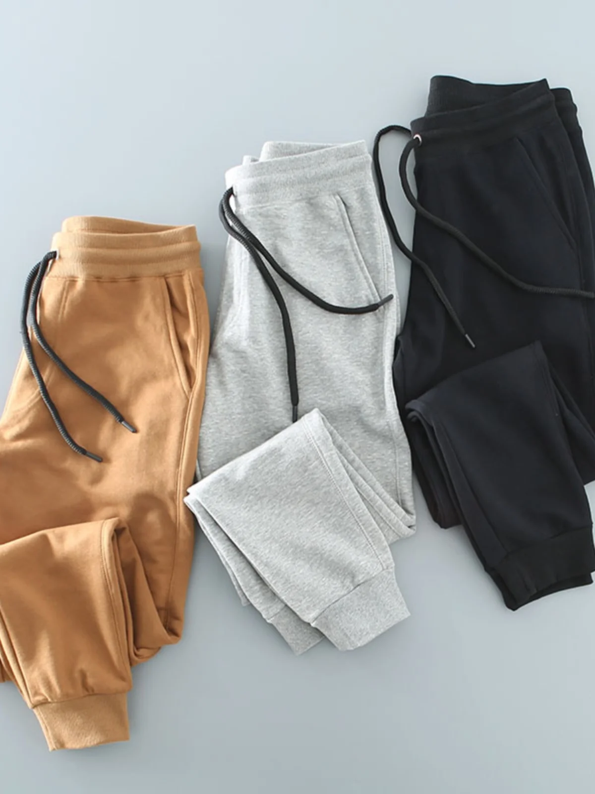 

Men's Cotton Sports Pants Waed Pure Cotton Cuffed Casual Pants Loose Fit Spring Autumn Long Trousers Youth Faion