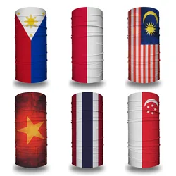 Philippines Singapore Indonesia Malaysia Flag Neck Gaiter Seamless Southeast Asia National Flag Face Bandana Cover Cycling Scarf